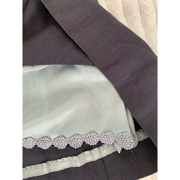 Anthropologie Leifsdottir Silk Skirt Navy Blue Light Blue Aqua Stitching Sz XS - Picture 12 of 14